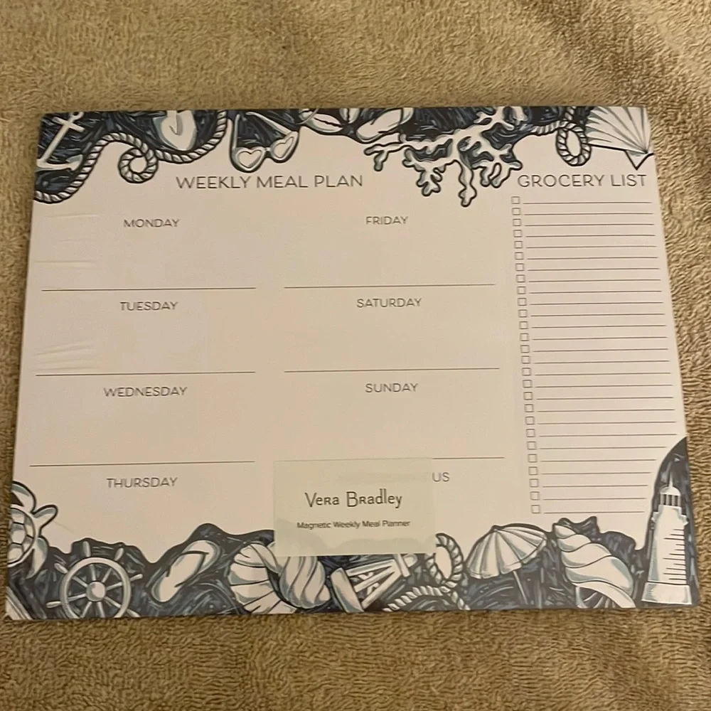 Vera Bradley Magnetic Weekly Meal Planner New